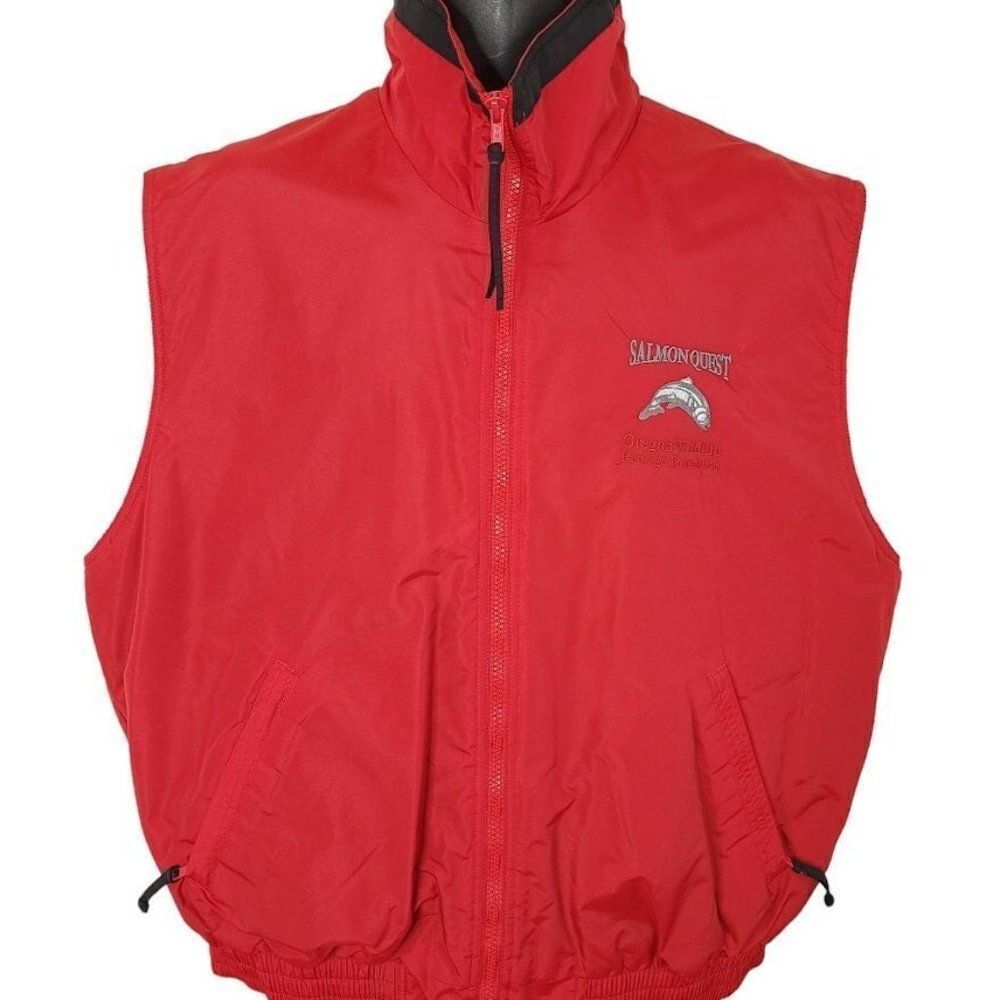 Salmon Quest Vest Jacket Vintage Y2K Fishing Tournament Oregon Wildlife Heritage